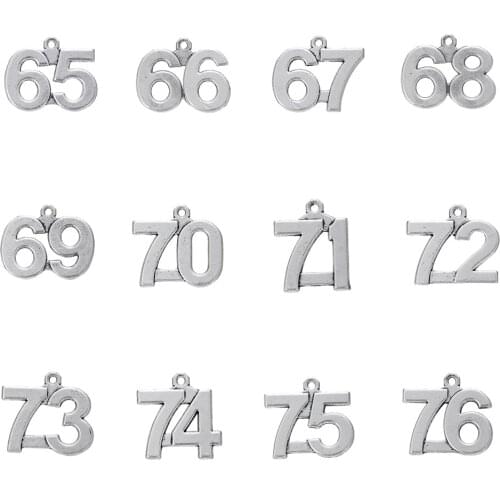 Skyrim 20pcs Zinc Alloy Metal Number Charms Sliver Pendants Jewelry Making 65 66 67 68 69 70 71 72 73 74 75 76