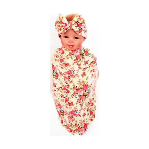 1 Set Bow Knot Headband & Swaddle Blanket Set Burp Cloth Sets Girls bowknot Hair Bands Photograph Props