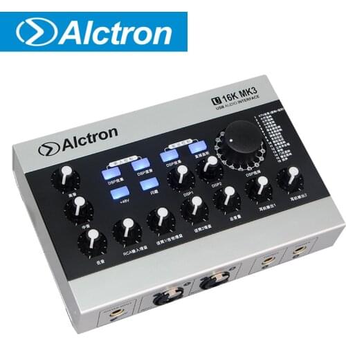 Alctron U16KMK3 professional audio interface,16DSP modes, multi-function button and switch, convert A to D and D to A signal