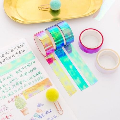 Rainbow Gradient Tape Masking Stickers Washi Tape Set Korean Stationary Cute Kawaii Scrapbooking Adhesive Tape Decorative Pastel