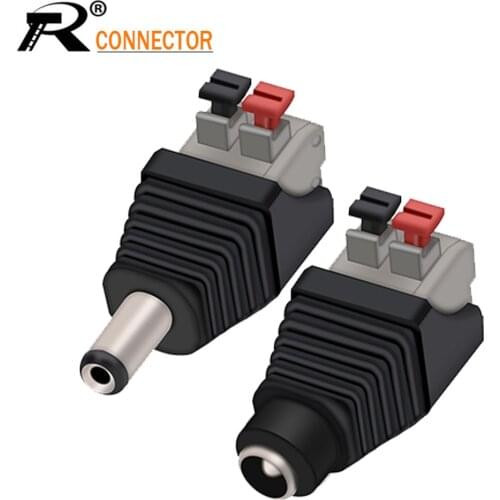 R Connector 1pair/2pcs Male&Female DC Power Male Female 5.5X 2.1mm Adapter Plug Cable Pressed connected for LED Strips 12V