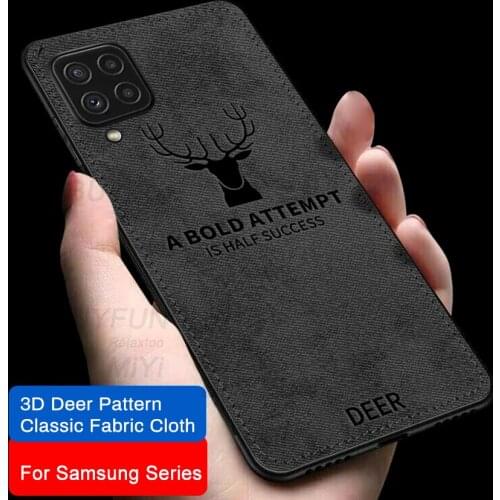 Classic 3D Deer Pattern Cloth Fabric Case For Samsung Galaxy A12 A22 A32 A42 A52 A72 M12 M32 M62 Fundas TPU Bumper Protect Shell