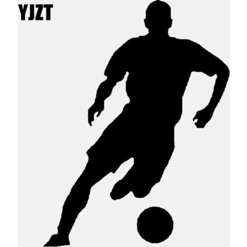 YJZT 10.1CM*13.3CM Cartoon Stencil Silhouette Soccer Players Car Sticker Vinyl Decal Black/Silver C3-1569