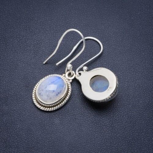 Natural Rainbow Moonstone Handmade Unique 925 Sterling Silver Earrings 1.25" A1372