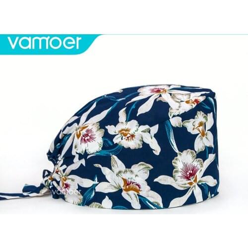 High-quality Cartoon print hospital work cap pet shop Health service cap Pet veterinary hat Dental dentist hat