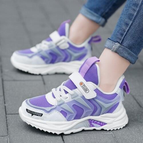 Girls High-quality Sneakers Kids Fashion Mesh Knitted Breathable EVA Big Children Running Sports Shoes For Students Size 27-38