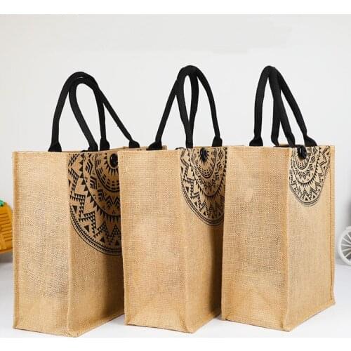Women Jute Tote Bag Fashion Korean Cloth Reusable Shopping Bag Leisure Shoulder Large Capacity Eco shopper Bags