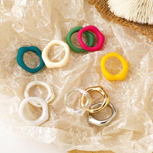 Korea Fashion Irregular Geometric Rings for Women Simple Wild Ins Resin Female Ring 2021 Acrylic Joint Rings Jewelry Wholesale