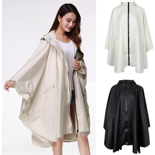 Womens Lightweight Waterproof Outdoor Hooded Zip Raincoat Portable Poncho