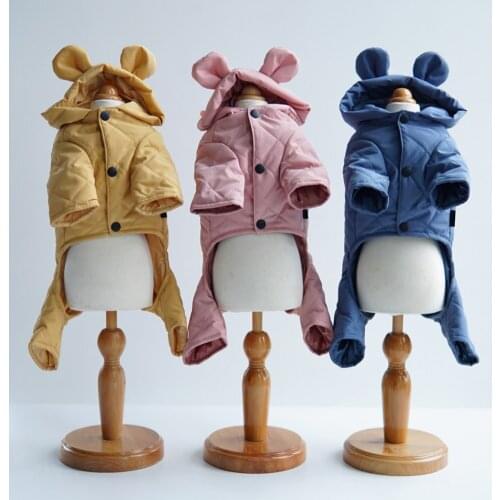 Pet Dog Jumpsuit Clothes Winter Warm Pet Four Legged Hoodies Clothing for Small Medium Dogs Pet Chihuahua French Bulldog Apparel