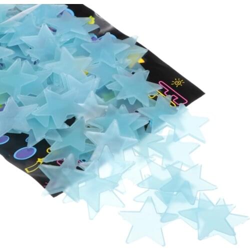 100pcs Wall Stickers Stars Shine At Night Stars Moon Adhesive Fluorescence Wall Decor For Bedroom Room Wall