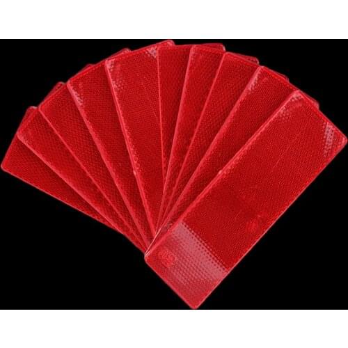 Truck Motorcycle Adhesive Rectangle Plastic Reflector Reflective Warning Plate Stickers Safety Sign Red 2 Pcs