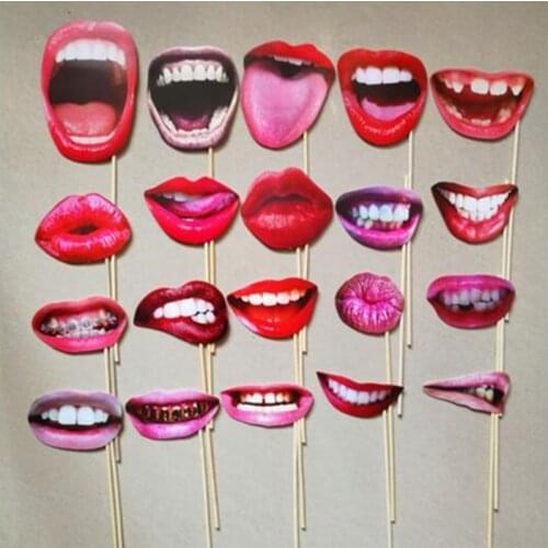 20Pcs Adult Funny Lip Mouth DIY Photobooth Props Wedding Decoration DIY Photo Booth Birthday Party Wedding Decor Party Supplies