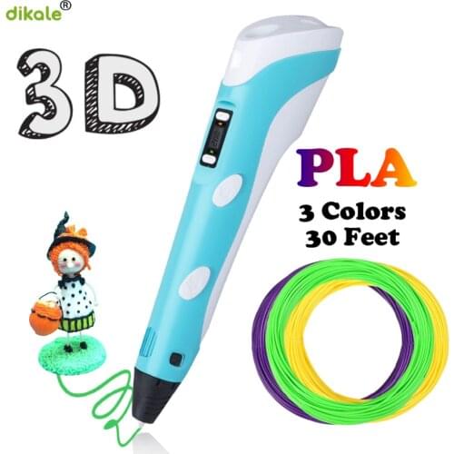 Dikale 3D pens 2nd Generation LED Display Screen 1.75mm PLA DIY Smart 12V 3D Drawing Printer Pen 3 D Pen Best Gift for Kids