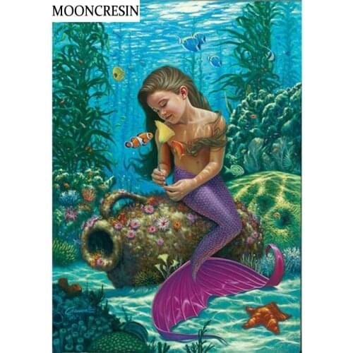 5D Full Drill Diamond Painting Mermaid Cross Stitch Diy Diamond Embroidery Kit Needlework Mosaic Stickers Christmas Decoration