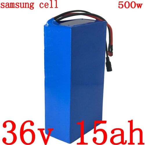 36v battery pack 500W 36V 15AH electric bike battery 36V 15AH Lithium battery use samsung cell with 15A BMS and 42V 2A charger