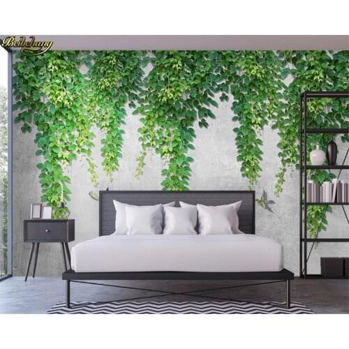 Beibehang Custom wall paper mural Nordic minimalist vine leaves bird bedroom background wall papers home decor 3d wallpaper
