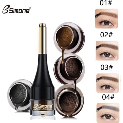 BSIMONE 4 Colors Eyebrow Tattoo Cream Natural Enhancer Air Cushion Henna Eyebrow Cream Tint Makeup Waterproof with Brush TSLM2
