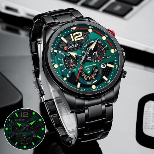 CURREN Top Brand Men Watch Luxury Casual Chronograph Quartz Watches Waterproof Stainless Steel Wristband Complete Calendar Clock