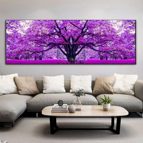 Purple tree diamond embroidery sale diamond painting full square round drill mosaic diamond 5d cross stitch home decorZP-3707