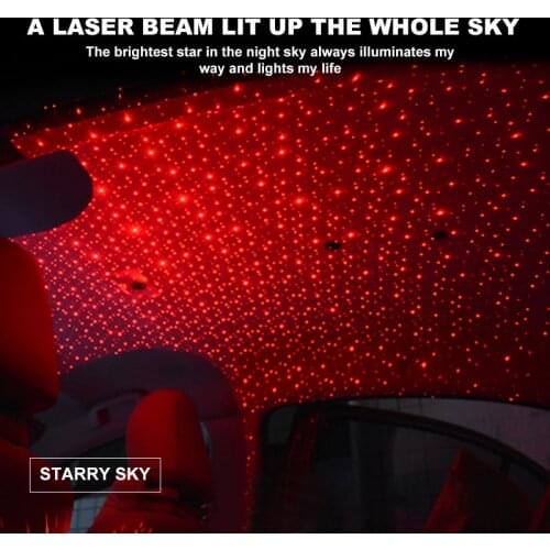 FISHBERG Car Interior Lights USB Atmosphere Ambient Star Light LED Decorative Armrest Box Car Roof Colorful Music Sound Lamp