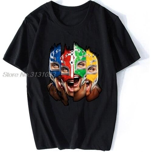 Mens Rey Mysterios Short Sleeve Sportser Summer Tshirt Black T-shirt Cotton Tees Harajuku Streetwear