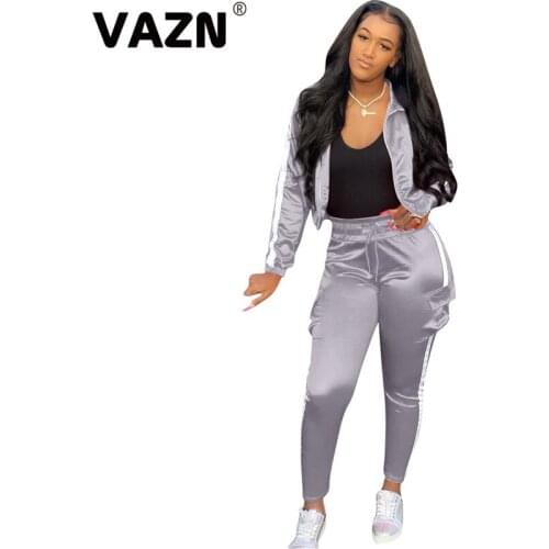 VAZN 2020 Autumn Hot High Quality Energy Daily Casual Simple Tracksuits Full Sleeve Cloth Top Group Long Pants Women 2 Piece Set