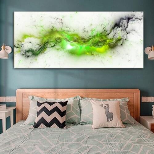 WANG ART Cloud Oil Painting Larger Size Green Wall Art Poster Painting Canvas Picture Wall Art for Living Room Home Decor