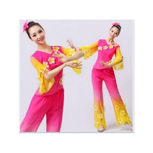 Chinese Folk Dancing Costume 2 PCS Yangko Clothes Ancient Chinese Costume National Classic Dress Dancer Wear