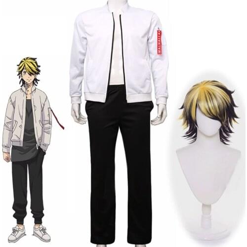 Anime Costume Tokyo Revengers Hanemiya Kazutora Cosplay Costumes Adults Wig Headgear Kazutora Hanemiya Jackets and Pants