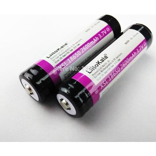 2PCS Liitokala 18650 2600mAh 3.7V Lithium Battery for Flashlights plus protection board Free Shopping