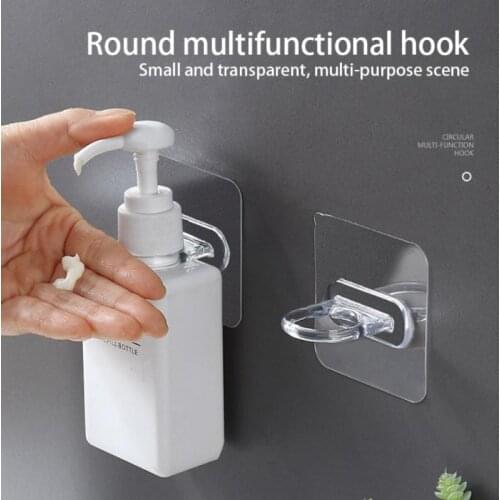 Multifunctional Round Hook Shower Bottle Wall Hook Shelf Support Holder Shelf Adhesive Shampoo Bottle Rack Bathroom Holder