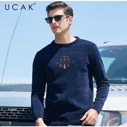 Classic Tops Thick Sweaters Men Clothes UCAK Brand New Arrival O-Neck Streetwear Plus Velvet Pullover Clothing Pull Homme U1040