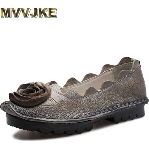 MVVJKE 2018 Spring And Autumn Women Flats 2018 Fashion Genuine Leather Flat Shoes Woman Soft Casual Loafers Women Shoes E189