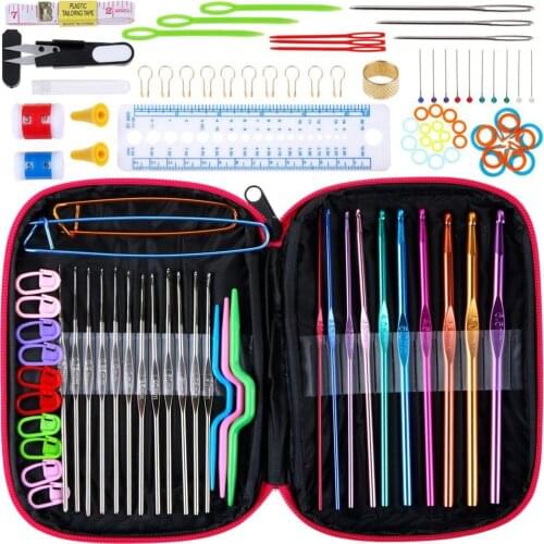 100Pcs Ergonomic Crochet Hooks Set Knitting Needle Kit Zipper Organizer Case Sweater Needle Diy Gadgets