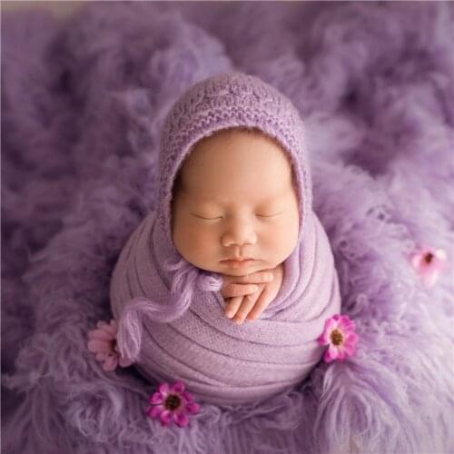 Lilac Baby Girl Outfit Textured Stretchy Wrap Newborn Photography Props Knit New born Jersey Wrap Basket Stuffer Layering Fabric