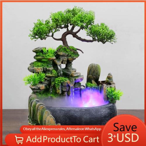 Desktop Indoor Water Falls Fengshui Flowing Water Fountain L22 Resin Fairy Garden Home Decoration