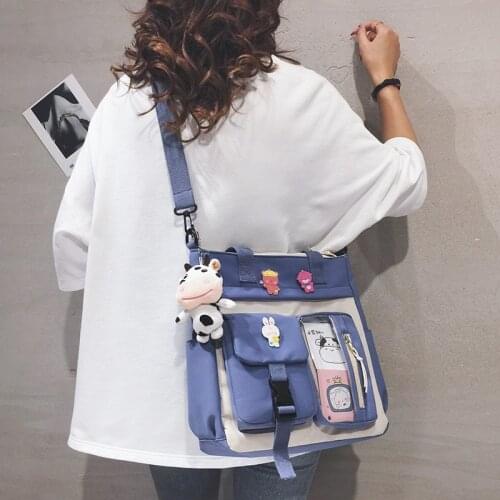 Nylon Messenger Bags Kawaii School Bags For Teenager Girls 2021 Large Capacity Women Shoulder Bag Satchel