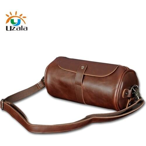 New Korean Fashion Small Leather Bag Mens Retro Waist Bag Personalized Design Small Round Bag W3-059