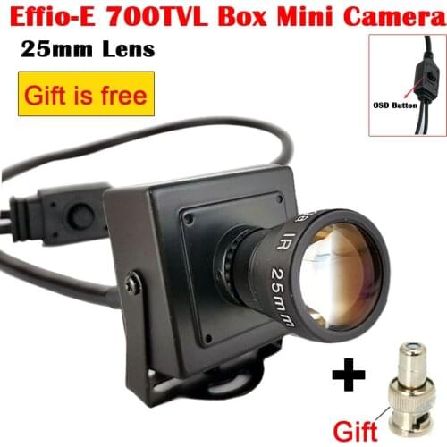 New Mini CCTV Camera High Resolution 700TVL Sony Effio-E 25mm Board Lens CCTV Security Box Color Mini Camera with osd menu cable