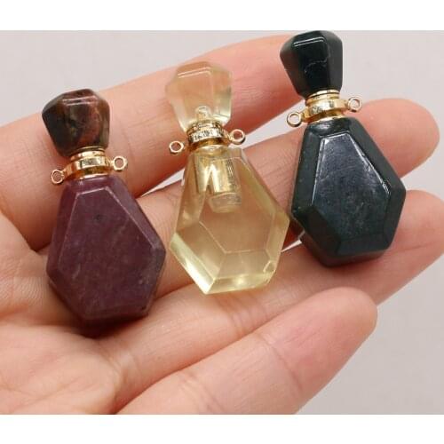 New Style Hot Sale Natural Stone Perfume Bottle Pendant Section Semi-Precious For Jewelry Making Charms DIY Necklace Accessory