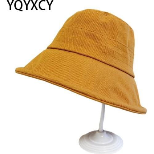 YQYXCY Bucket Hat Women Summer Spring Fisherman Cap Foldable Outdoor Beach Travel Cotton Sun Protection Sunshade Sun Hat Female
