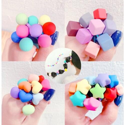 10PCS Japan Frosted Rope Beads Hair Bands For Girls High Elastic Rubber Band Girls Candy Colors Ponytail Hair Accessoires