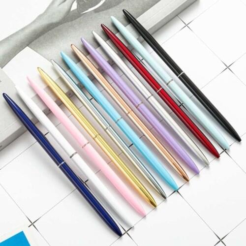 Luxury Metal Ballpoint Pen 1.0mm Black Ink Rotating Ball Pen Rollball Pens Office Accessories Stationery Office School Supplies