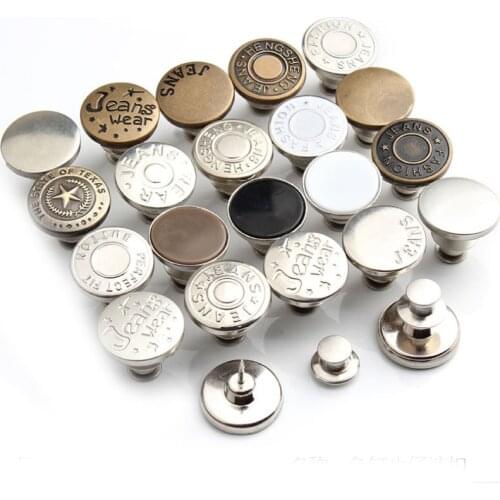 5Pcs Detachable Retro Metal Buttons Snap Fastener Pants Button For Jeans Adjustable Waist Button Sewing-Free Perfect Fit