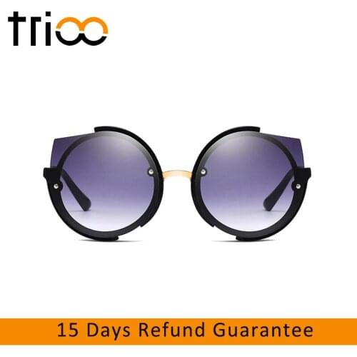 TRIOO Rimless Cat Eye Sun Glasses For Women Oversized Fashion Female Shades Sunglasses Women Cateye Designer Oculos de sol