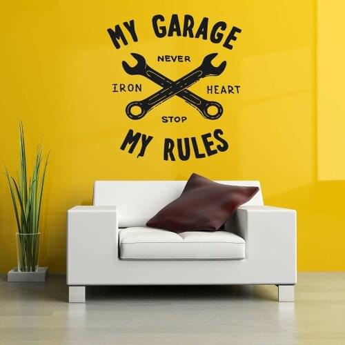 Modern Wall Decals My Garage My Rules Quotes Decor Man Cave Art Vinyl Removable Wall Sticker For Living Room Decoration Y364