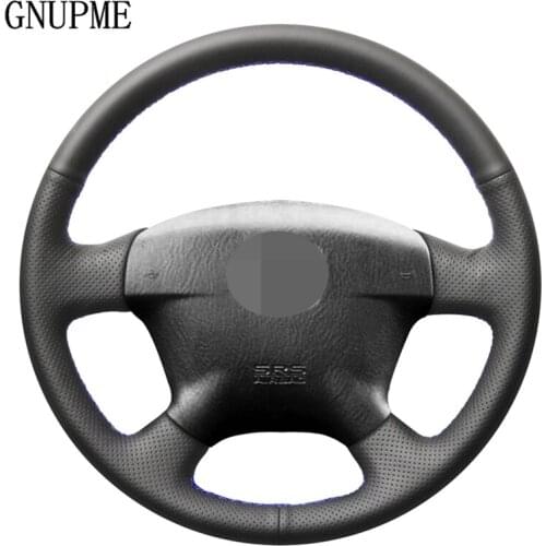 DIY Hand-stitched Black Artificial Leather Car Steering Wheel Cover for Honda Civic Hybrid 2003 Civic 2001 2002