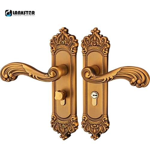 High-end European Antique Design Handle Lock Solid Wood Door Split Locks