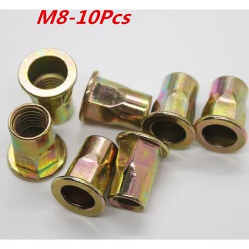 10pcs/lot M8 Rivet Nut carbon steel Flat head hex rivet nut Insert nut Blind rivet Rivnut free shipping